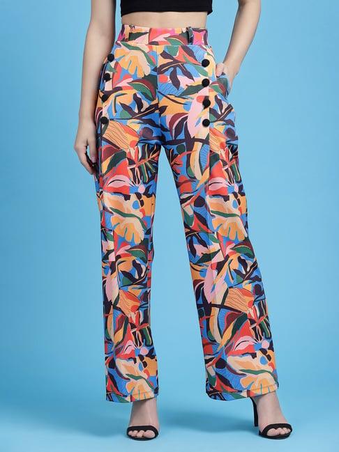 kassually blue printed trousers