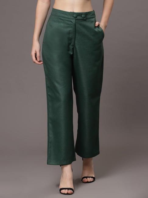 kassually dark green relaxed fit trousers