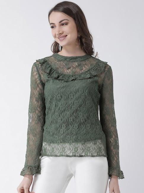 kassually green lace top