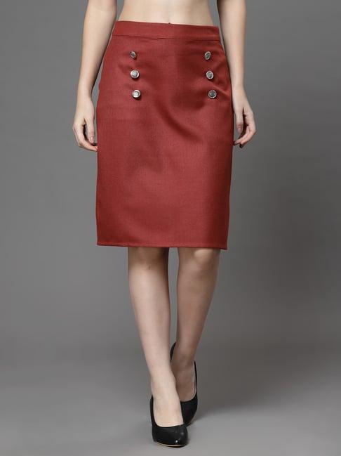 kassually maroon above knee skirt