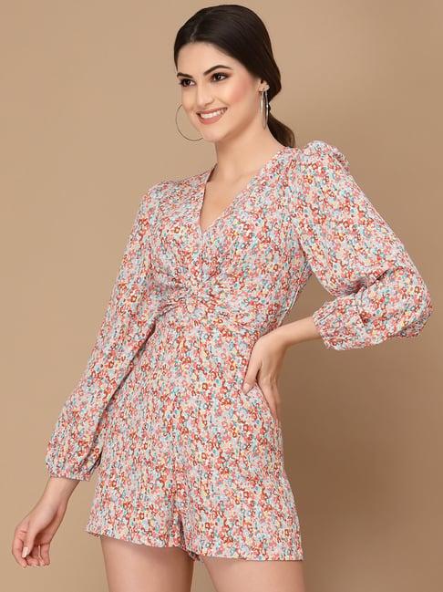 kassually multicolor floral print playsuit