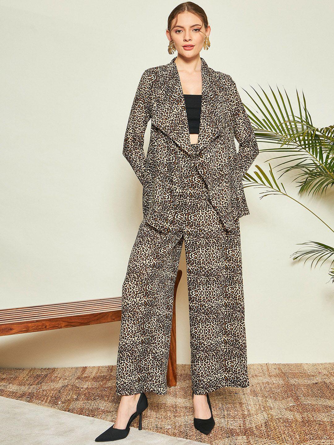kassually printed shawl neck shrug with trousers co-ords