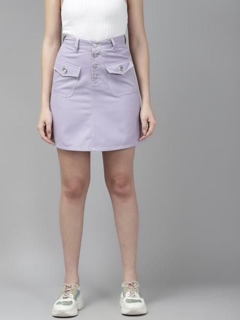 kassually purple above knee skirt