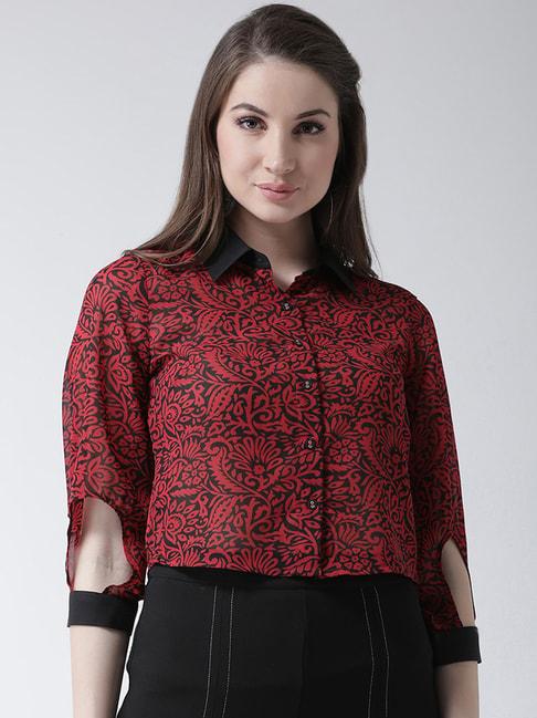 kassually red & black printed shirt