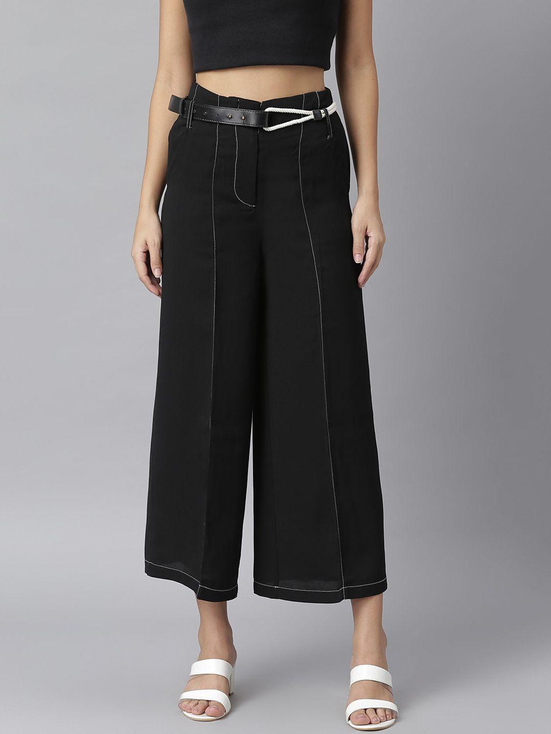 kassually women black culottes trousers