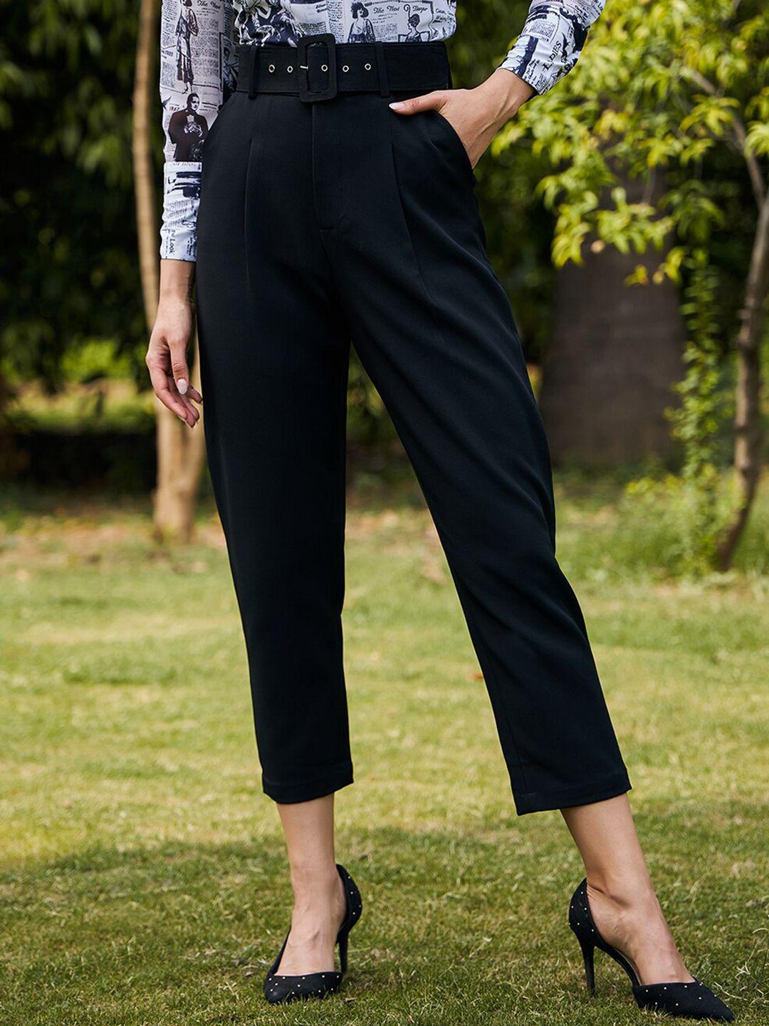 kassually women black pleated trousers