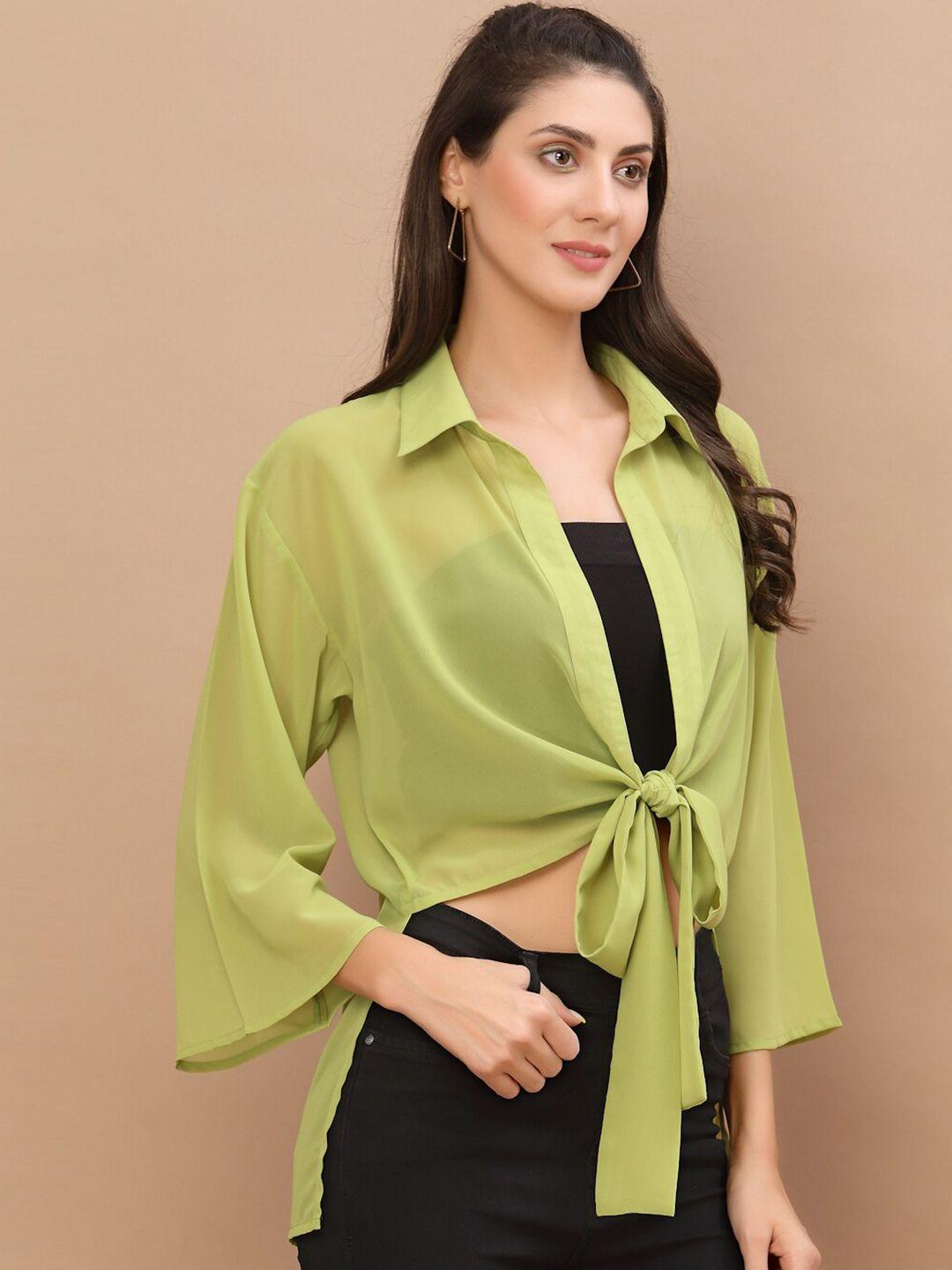 kassually women green high low knotted shrug