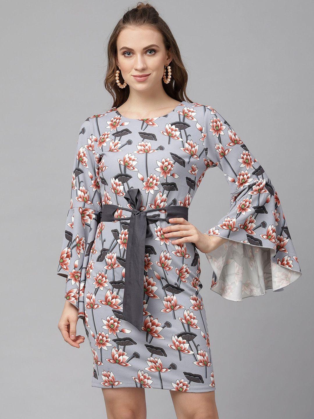 kassually women grey printed sheath dress