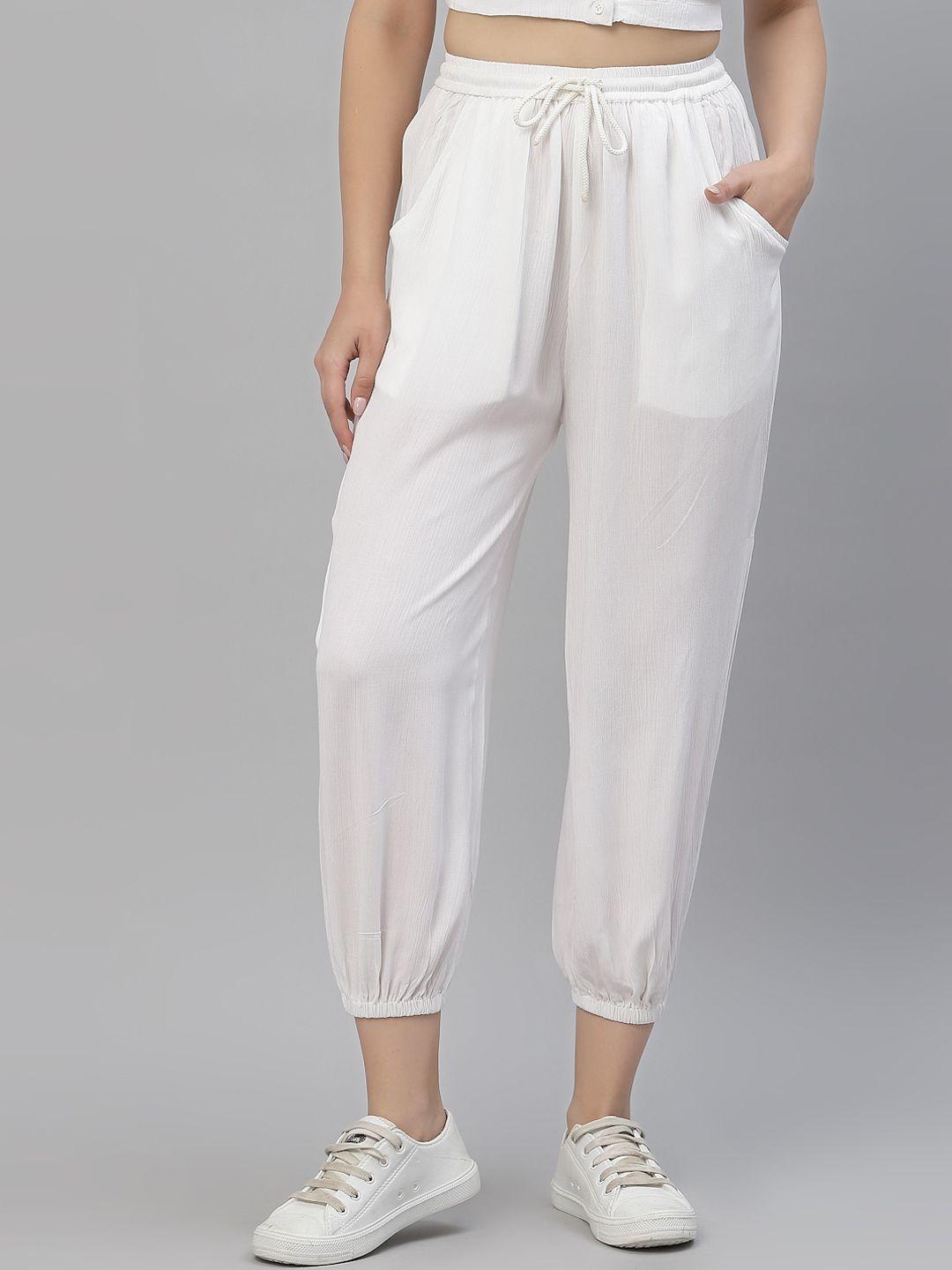 kassually women white joggers trousers