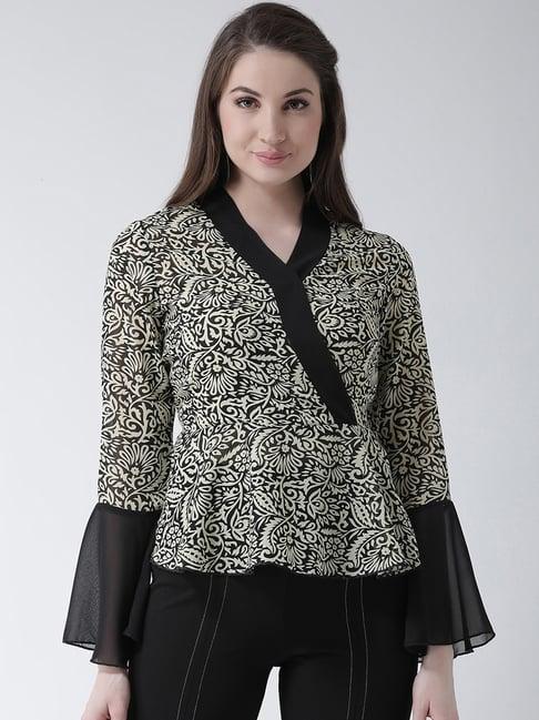 kassually beige & black animal print top