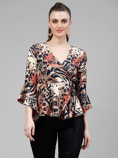 kassually beige printed top