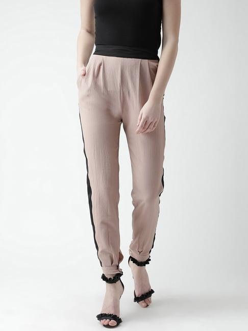 kassually beige regular fit mid rise trousers