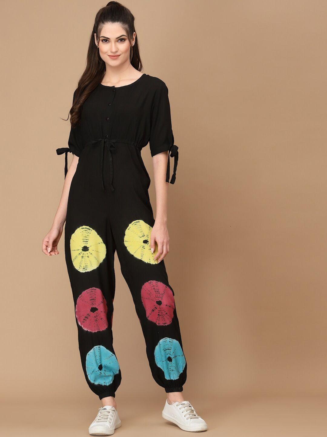 kassually black & blue printed basic jumpsuit