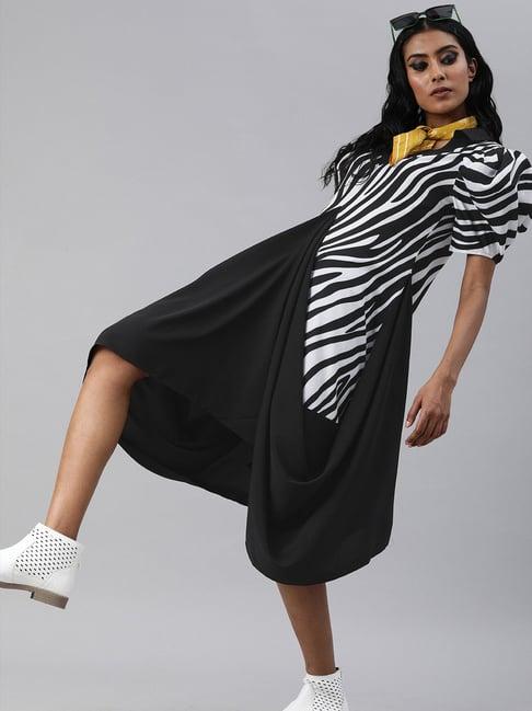 kassually black & white animal print midi dress