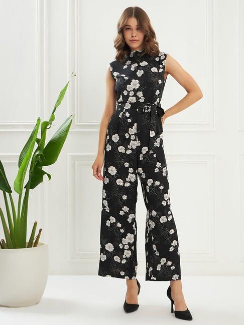 kassually black & white floral print jumpsuit