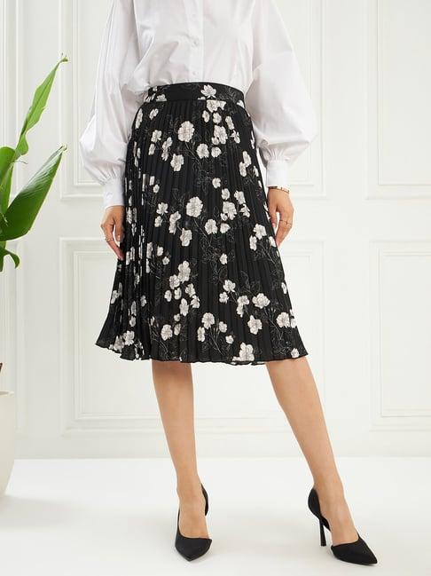 kassually black & white floral print skirt