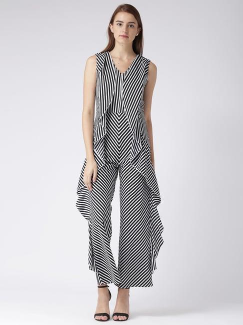 kassually black & white striped jumpsuit