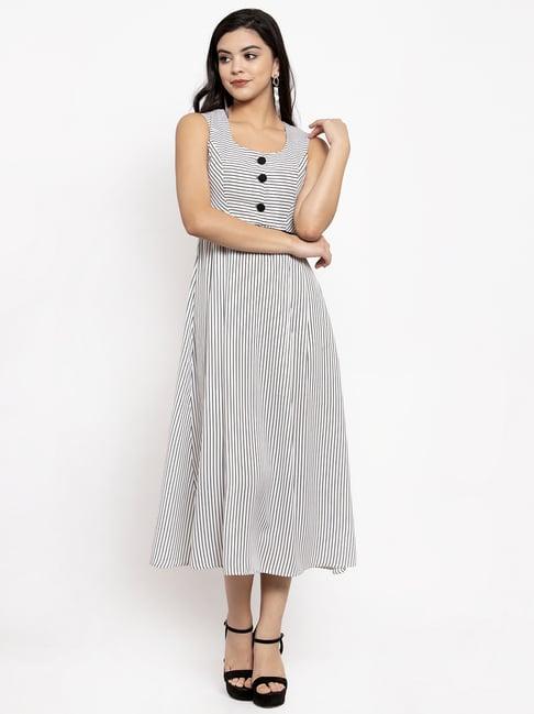 kassually black & white striped midi dress