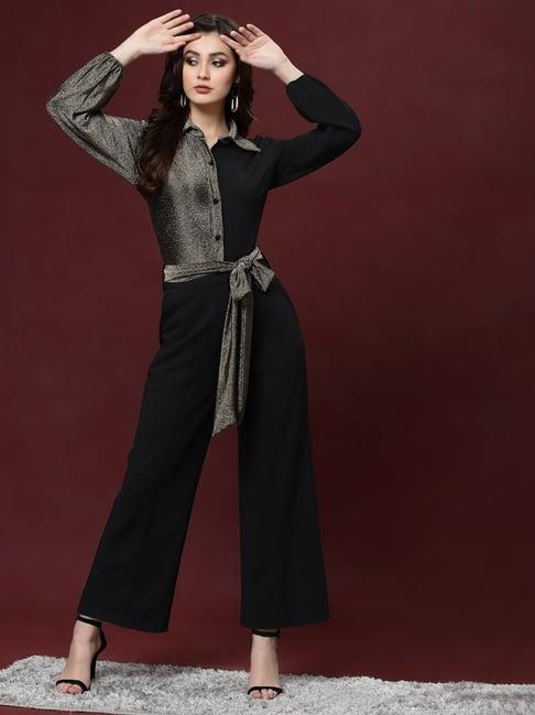 kassually black color-block jumpsuit