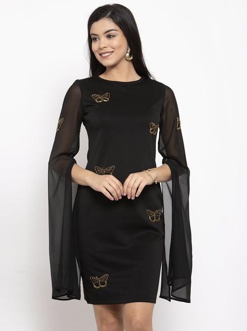 kassually black embellished a line dress