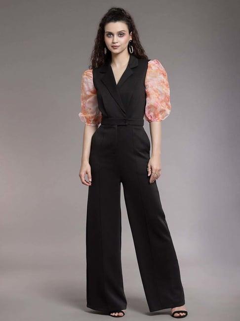 kassually black plain jumpsuit