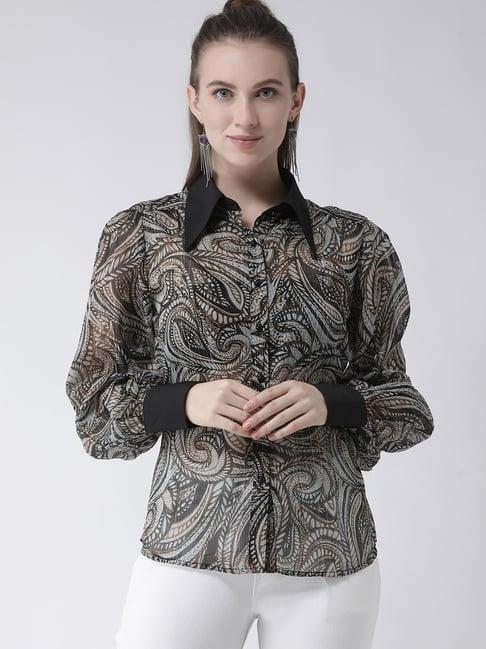 kassually black printed shirt