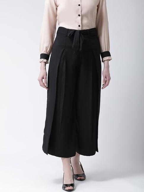 kassually black regular fit high rise trousers