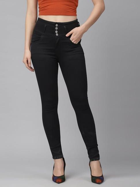 kassually black relaxed fit high rise jeans