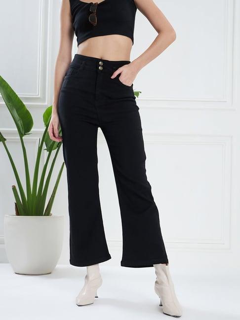 kassually black relaxed fit high rise jeans