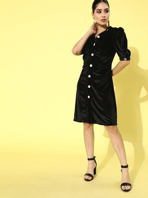 kassually black relaxed fit shirt dress