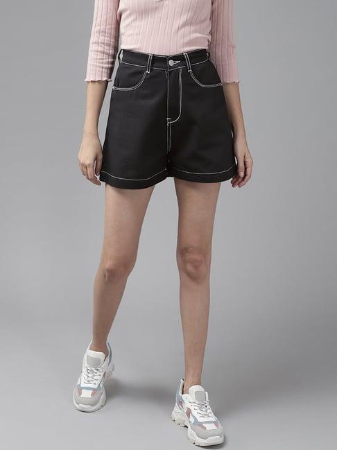 kassually black relaxed fit shorts