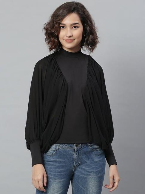 kassually black relaxed fit top