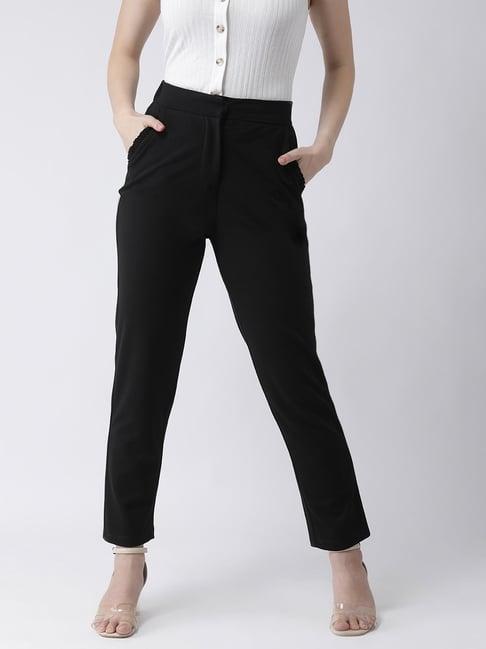 kassually black relaxed fit trousers