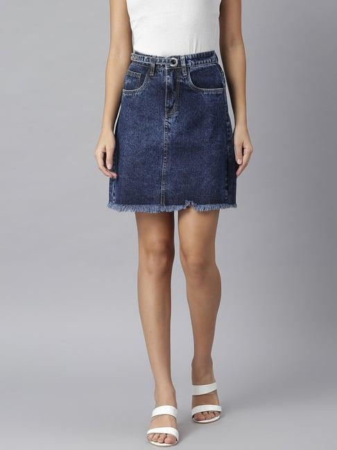 kassually blue cotton mini skirt