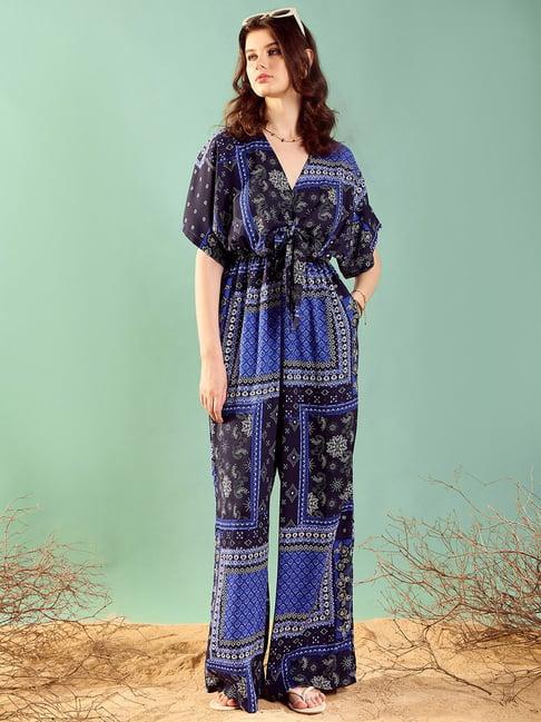 kassually blue printed jumpsuit