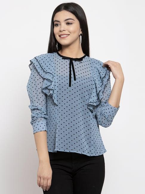 kassually blue printed top