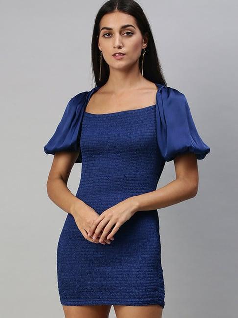 kassually blue relaxed fit bodycon dress