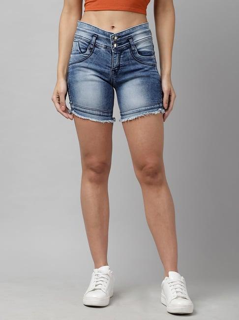 kassually blue relaxed fit shorts