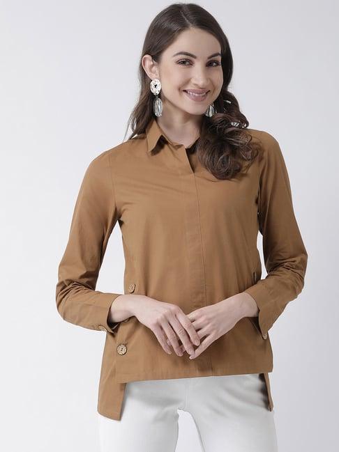 kassually brown relaxed fit shirt
