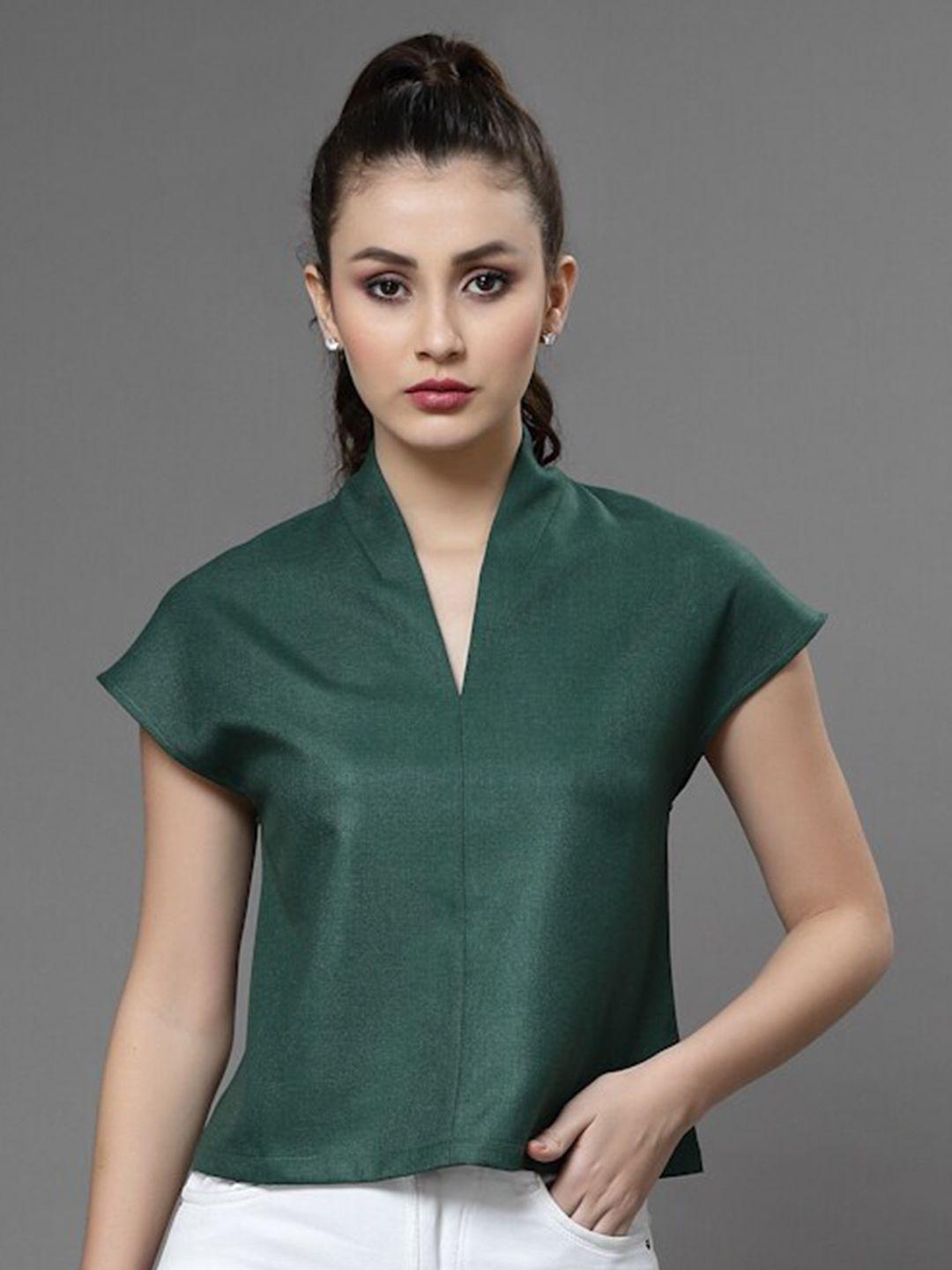 kassually built up collar extended sleeves boxy top