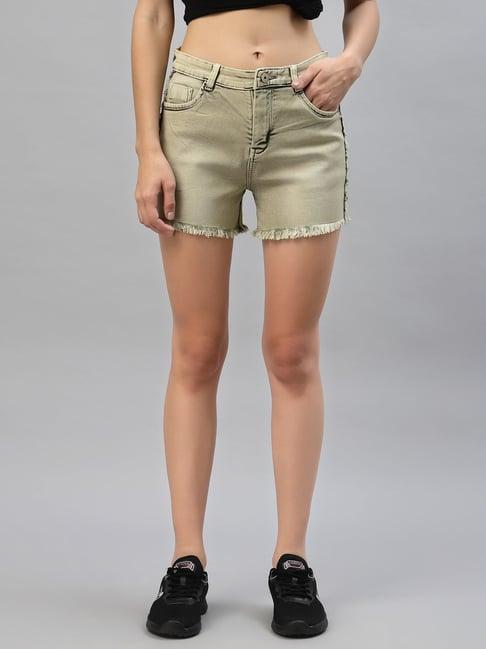 kassually green relaxed fit mid rise shorts