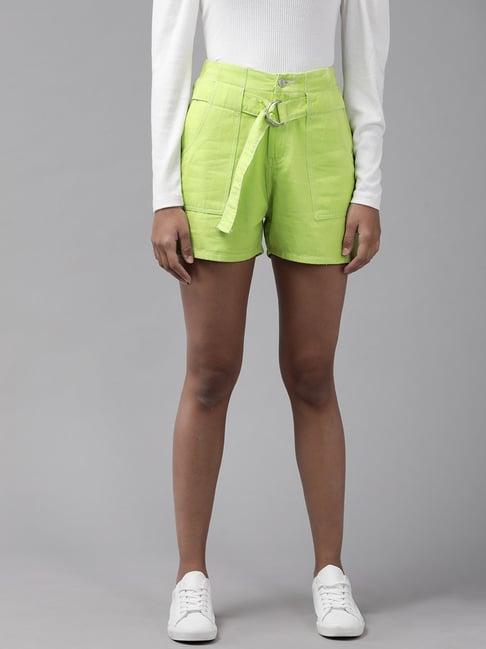 kassually green relaxed fit shorts