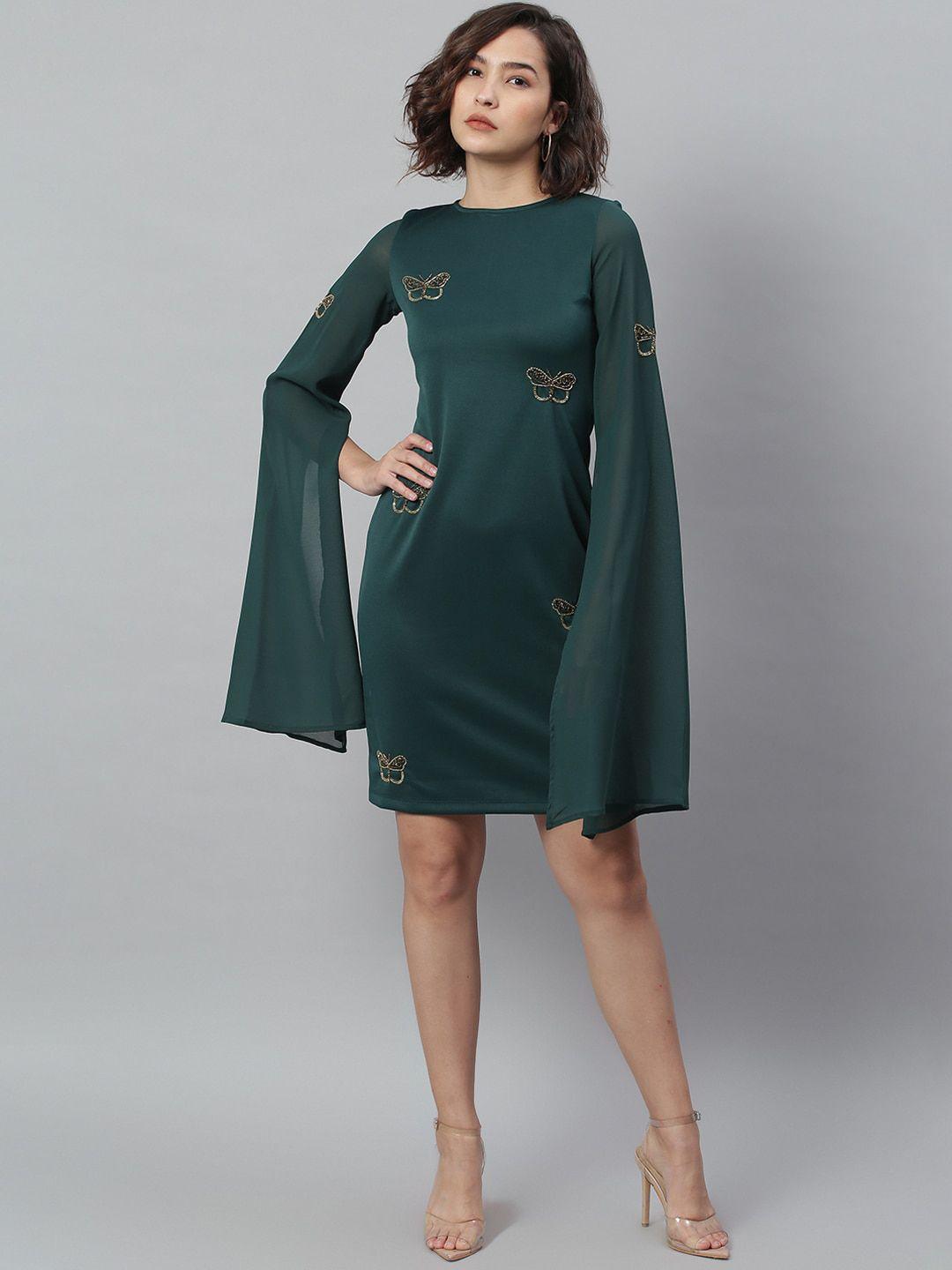 kassually green scuba sheath dress