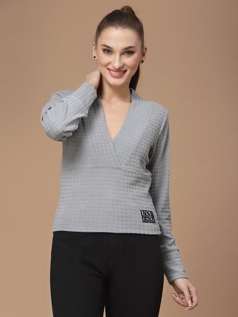 kassually grey relaxed fit top