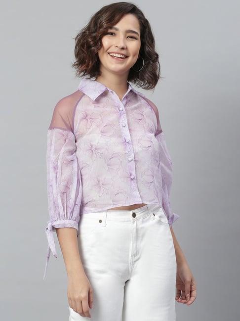kassually lavender floral print shirt