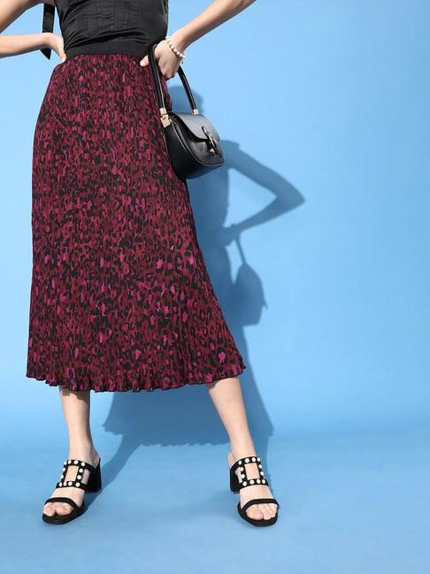 kassually maroon printed skirt