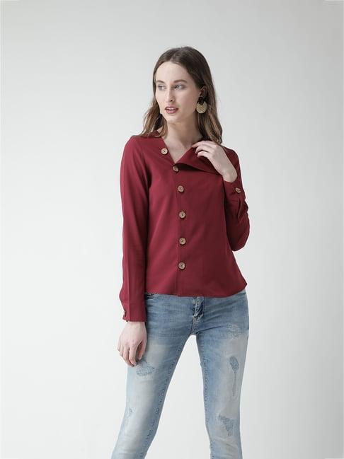 kassually maroon relaxed fit shirt