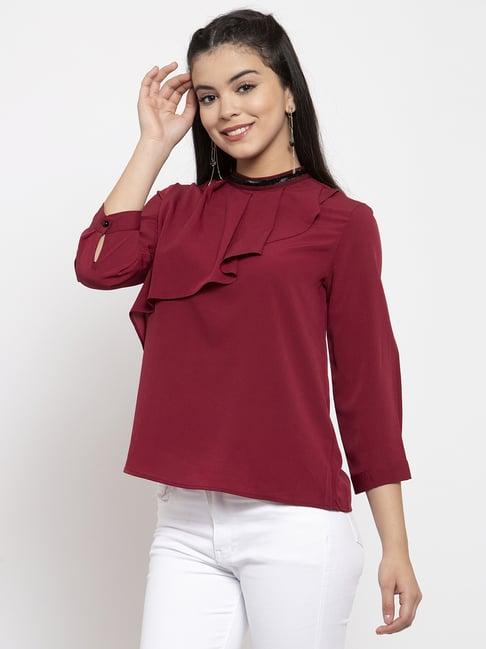 kassually maroon relaxed fit top