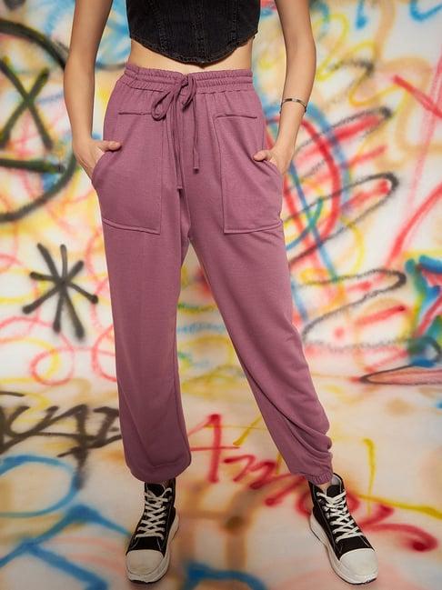 kassually mauve regular fit mid rise joggers