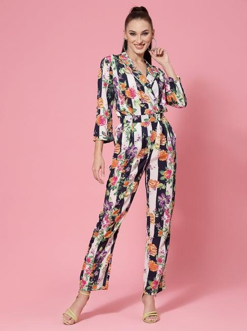 kassually multicolor floral print jumpsuit